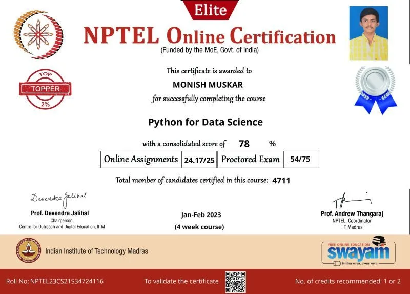 NPTEL Elite: Python for Data Science